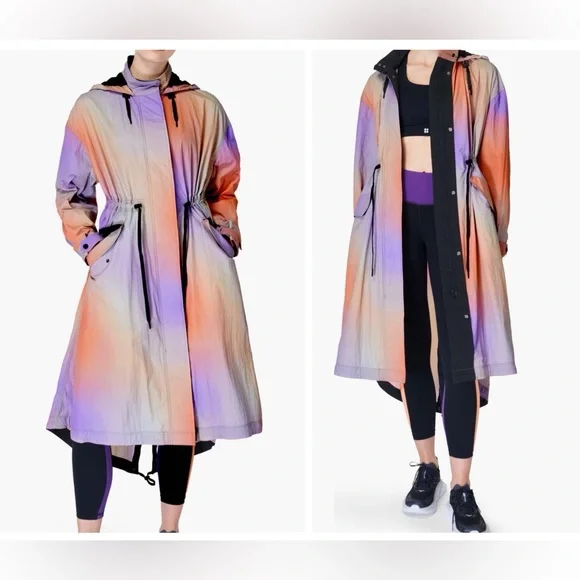 Sweaty Betty NWT Jet Longline Lightweight Boho Ombré Midi Nylon Jacket medium - Picture 8 of 16